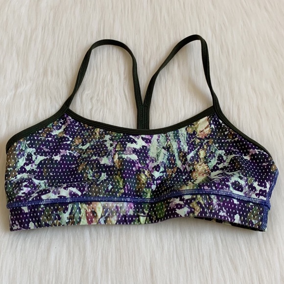 Lululemon Flow Y Bra IV Floral Sport Gator Green - Picture 5 of 13